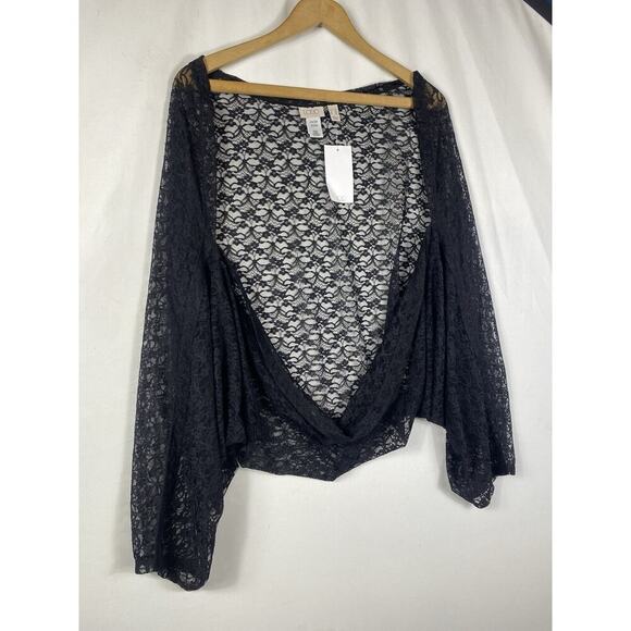 Logo Lori Goldstein Black Lace Pullover Layering Top Whimsigoth Y2K 2X 3X New - Picture 10 of 12